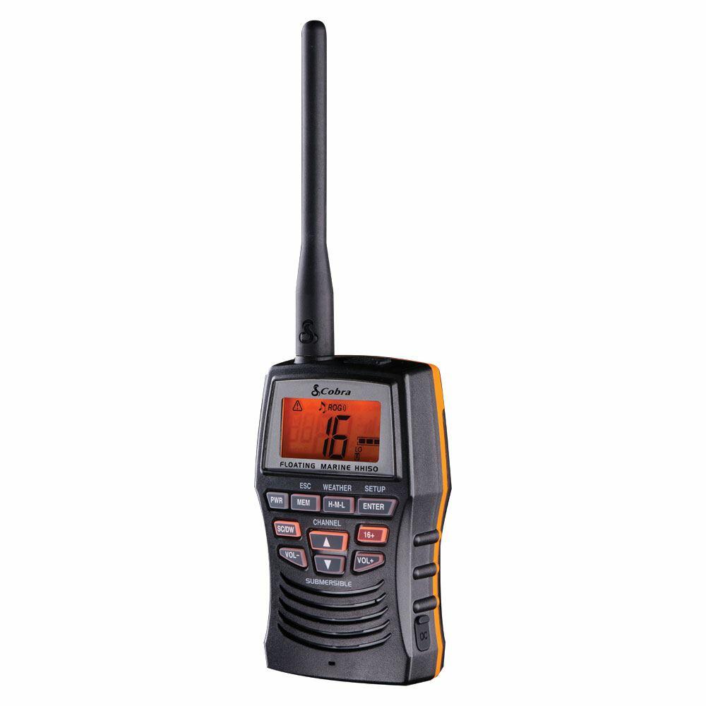 Cobra MRHH150FLT 3 Watt Vhf Handheld Marine Radio With Noaa Weather & Alerts, Submersible For 30 Minutes Cobra