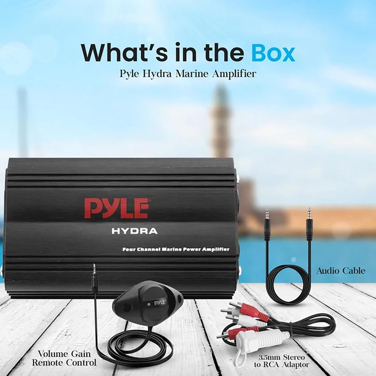 Pyle PLMRMP3B  Marine 4 Channel Amplifier 800W MAX - Black Finish Pyle