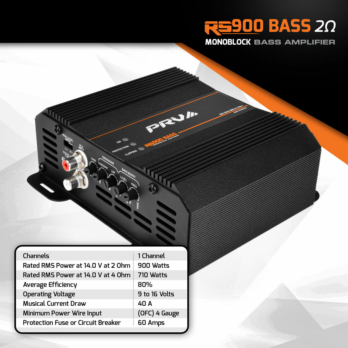 PRV Audio RS900 BASS 2 Ohm 1 Channel Monoblock Amplifier PRV Audio