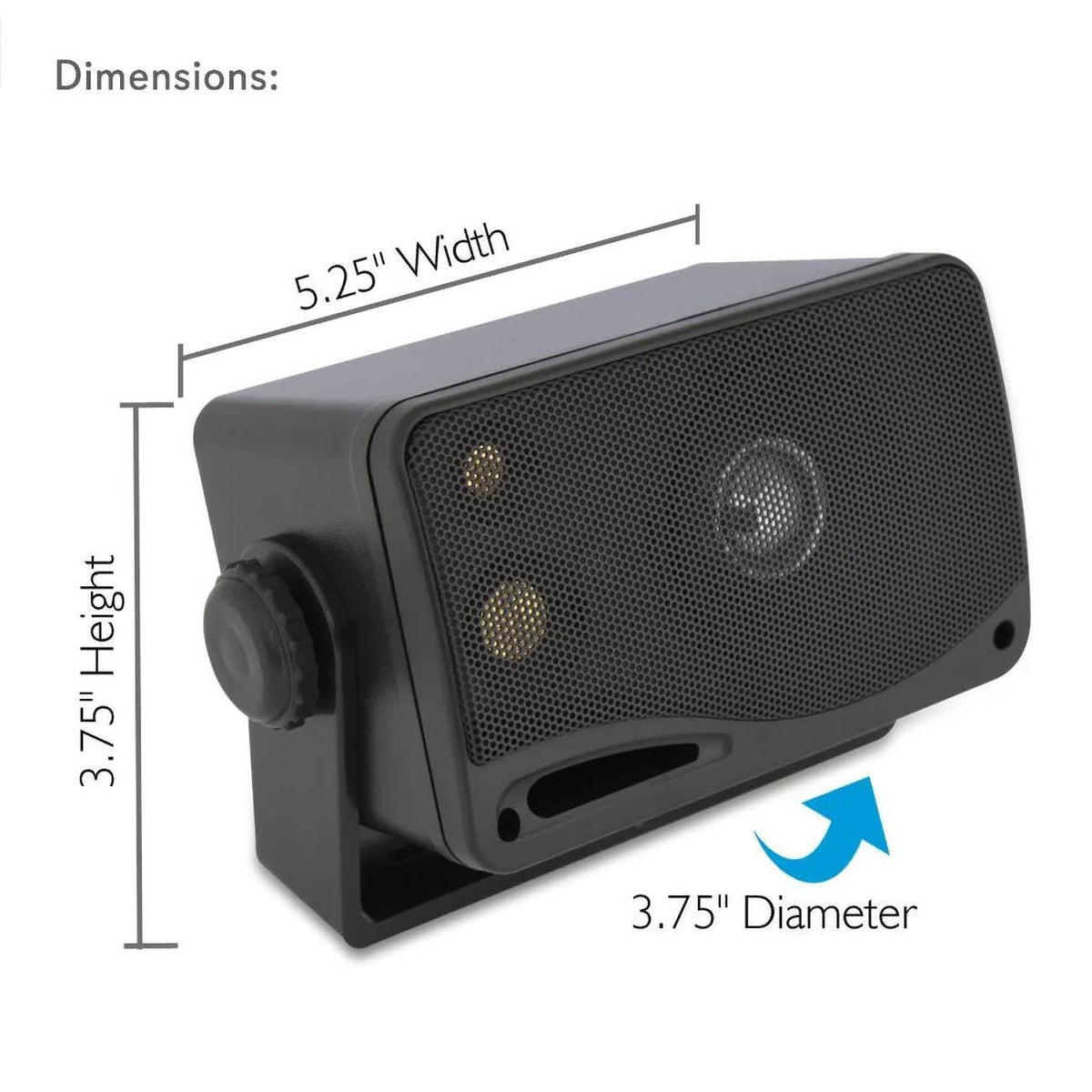 Pyle PLMR24B  Marine 3-Way Box Speakers with 3.5” Woofer (Black) Pyle