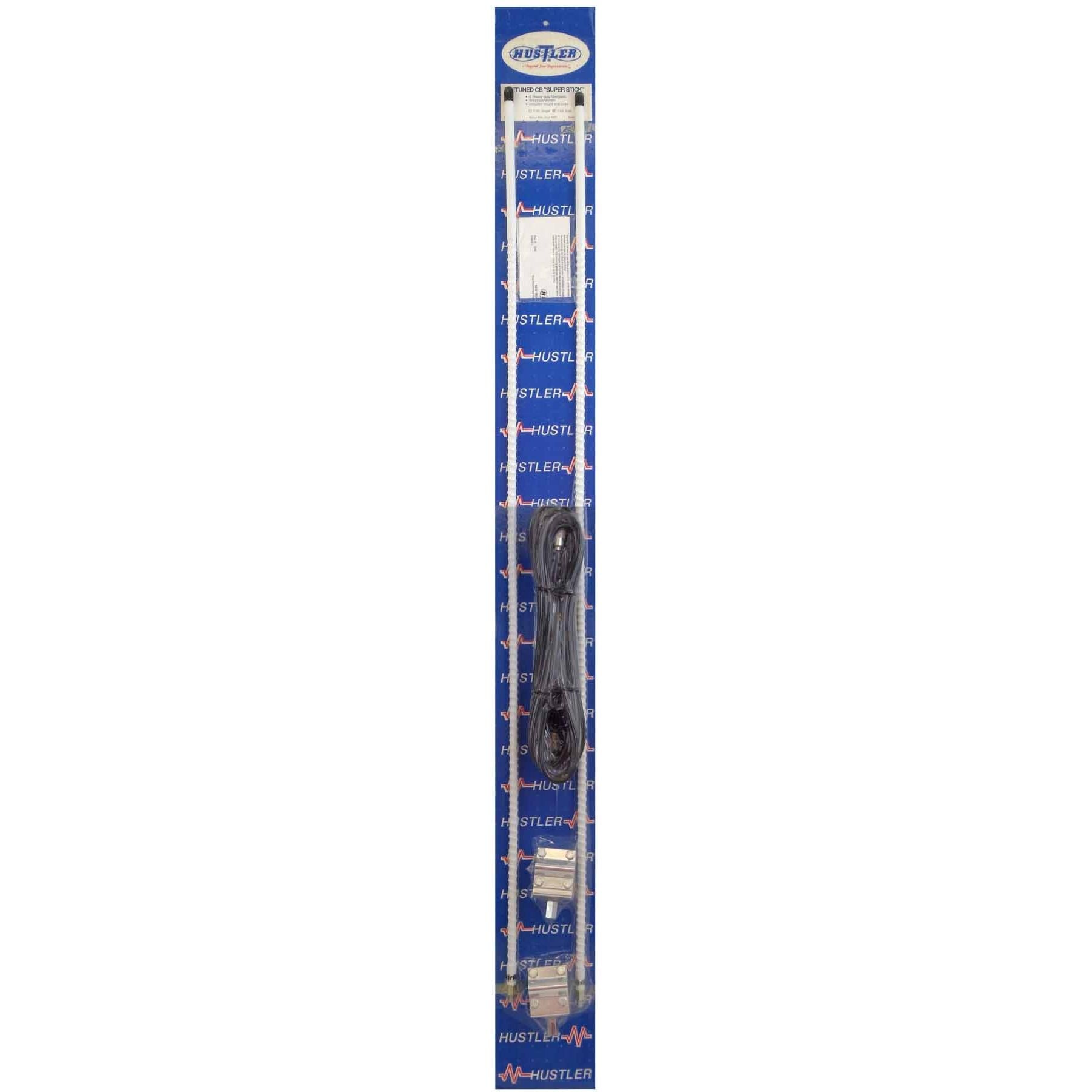 Hustler F63-W 4' Dual Wideband Ant Kit W/3-way Mirror Mts.-white Hustler
