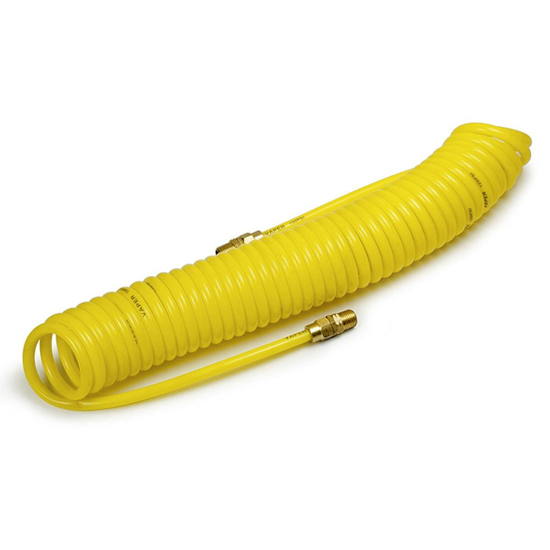 Titan Tools 19368 Titan - 25 Foot 125 Psi (375 Psi Max) Yellow 1/4"  Polyurethane Recoil Air Hose With 1/4" Npt 360 Degree Swivel Brass Fitting, Field Repairable Titan Tools