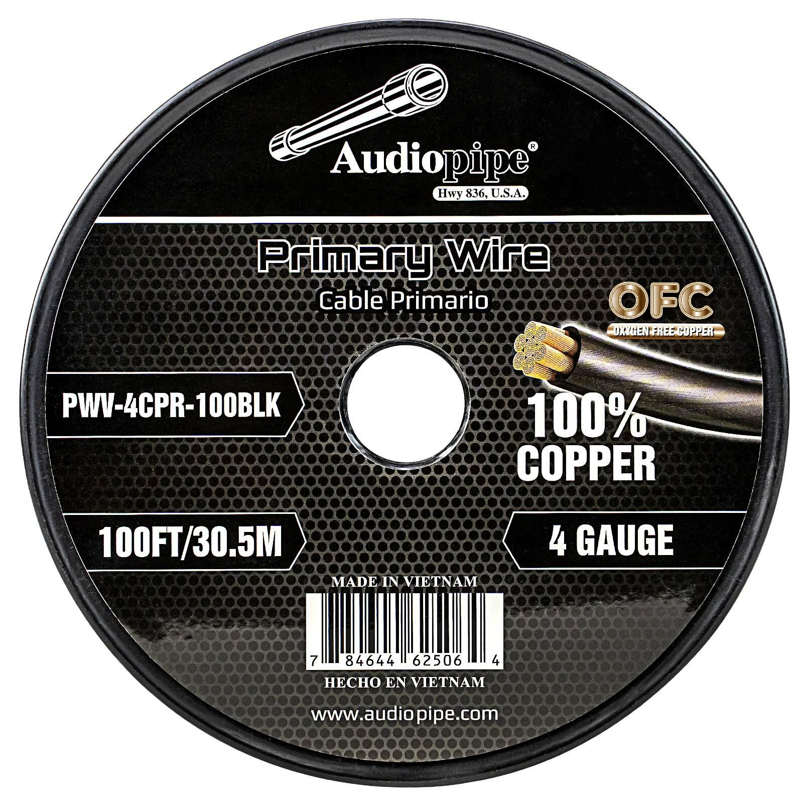 Audiopipe PWV-4CPR-100BLK 100Ft 4 Gauge Primary Wire (PWV-4CPR-100BLK) Audiopipe