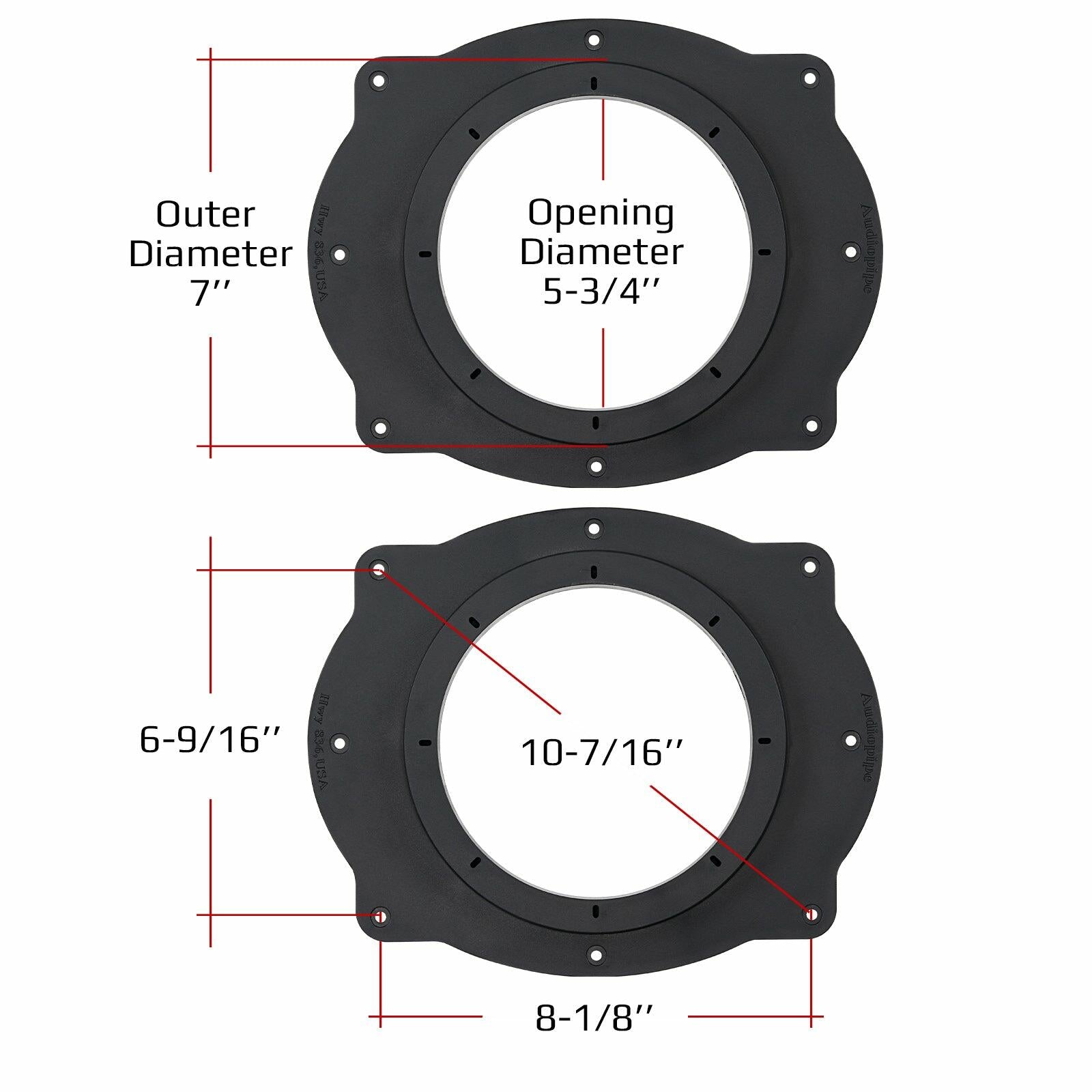 Audiopipe RING-PVC-A69-6 6" Toyota Multi Model Factory Opening to Aftermarket Speakers Adapter Kit (Pair) Audiopipe