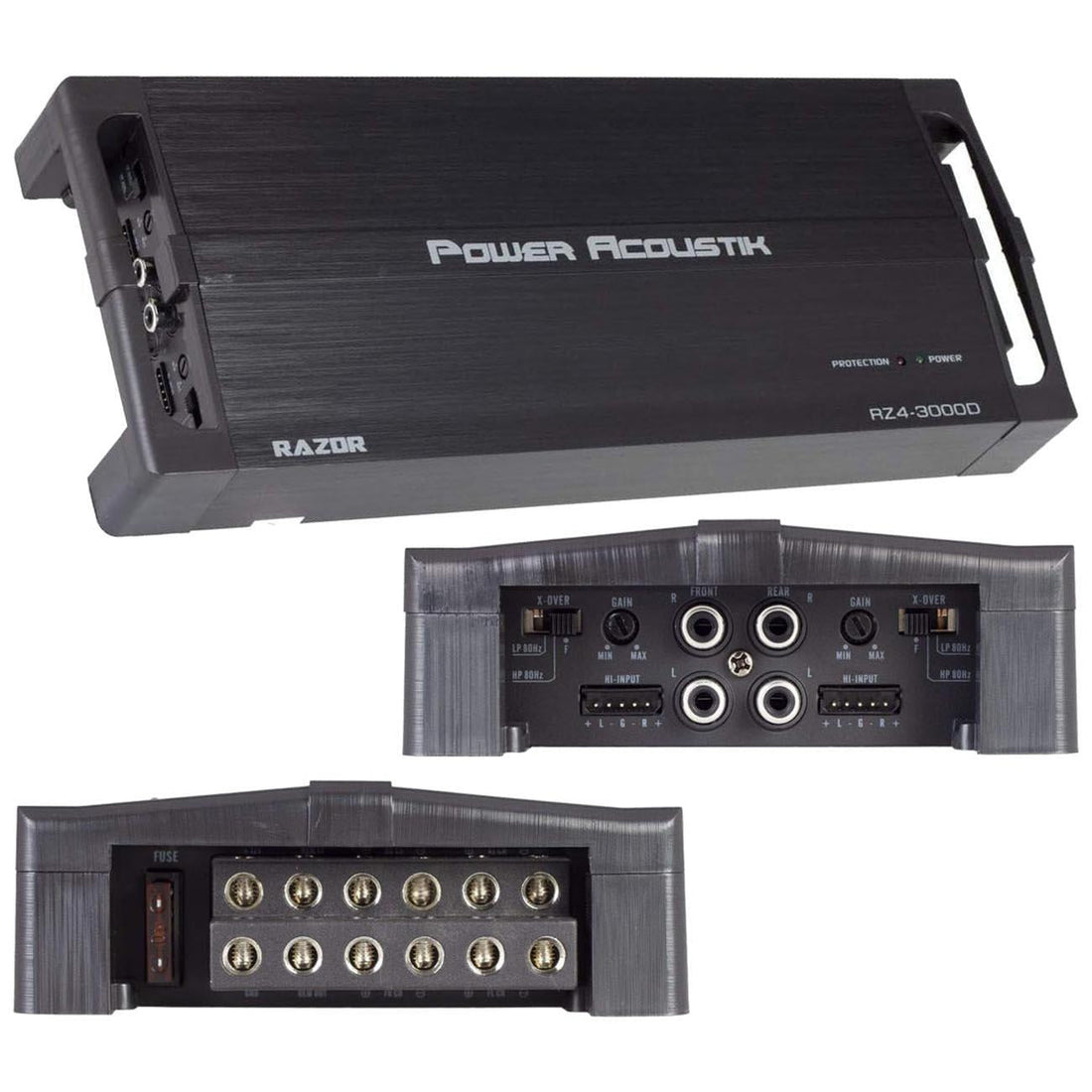 Power Acoustik RZ4-3000D  Compact 4 Channel Amplifier 1500W RMS/3000W MAX Power Acoustik