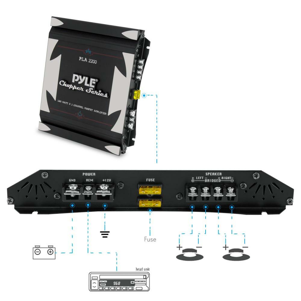 Pyle PLA2200  "Chopper Series" 2 Channel Amplifier 280W RMS/1400W MAX Pyle