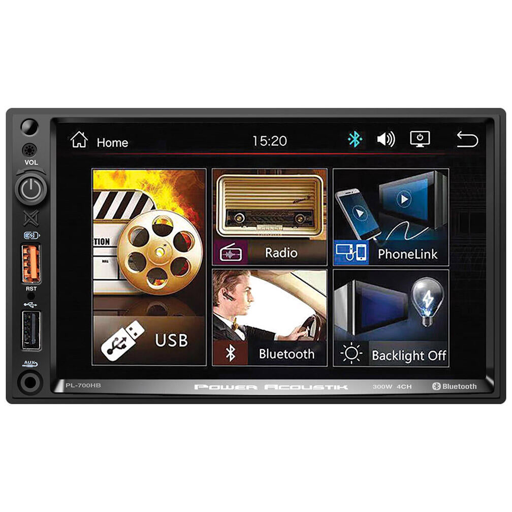 Power Acoustik PL-700HB  7" Double Din Mechless Multimedia Fixed Face Receiver with Bluetooth & Android PhoneL Power Acoustik