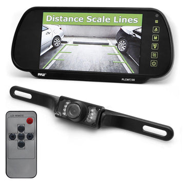 Pyle PLCM7200  7" Clip-on Mirror Monitor with Rearview Camera System with Camera and Night Vision LEDs Pyle