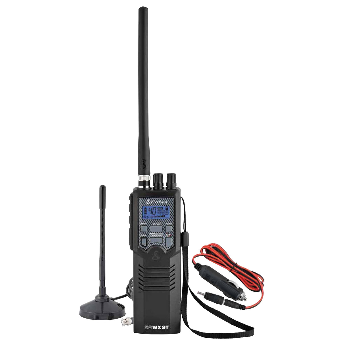 Cobra HHRT50 Hh50wxst Handheld CB Radio With Noaa Weather, Magnetic Mount Antenna & Dc Cigarette Power Cord Cobra