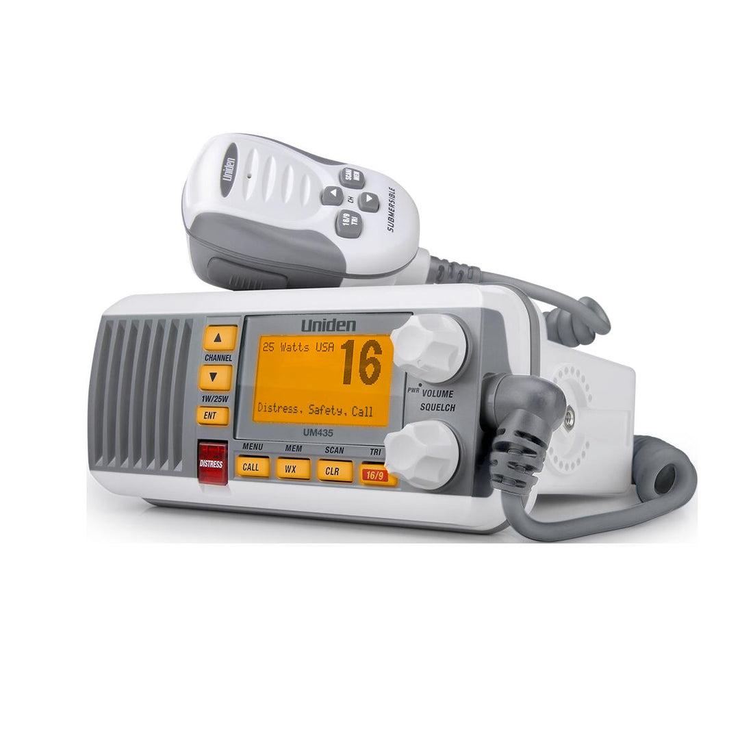 Uniden UM435 25 Watt Full Featured Fixed Mount Vhf Marine Radio With 4 Digit & "b" Channels -white Uniden