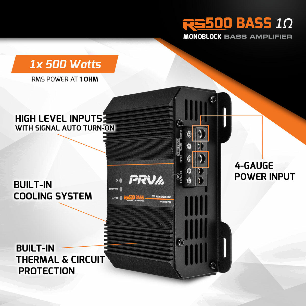 PRV Audio RS500 BASS 1 Ohm 1 Channel Monoblock Amplifier PRV Audio