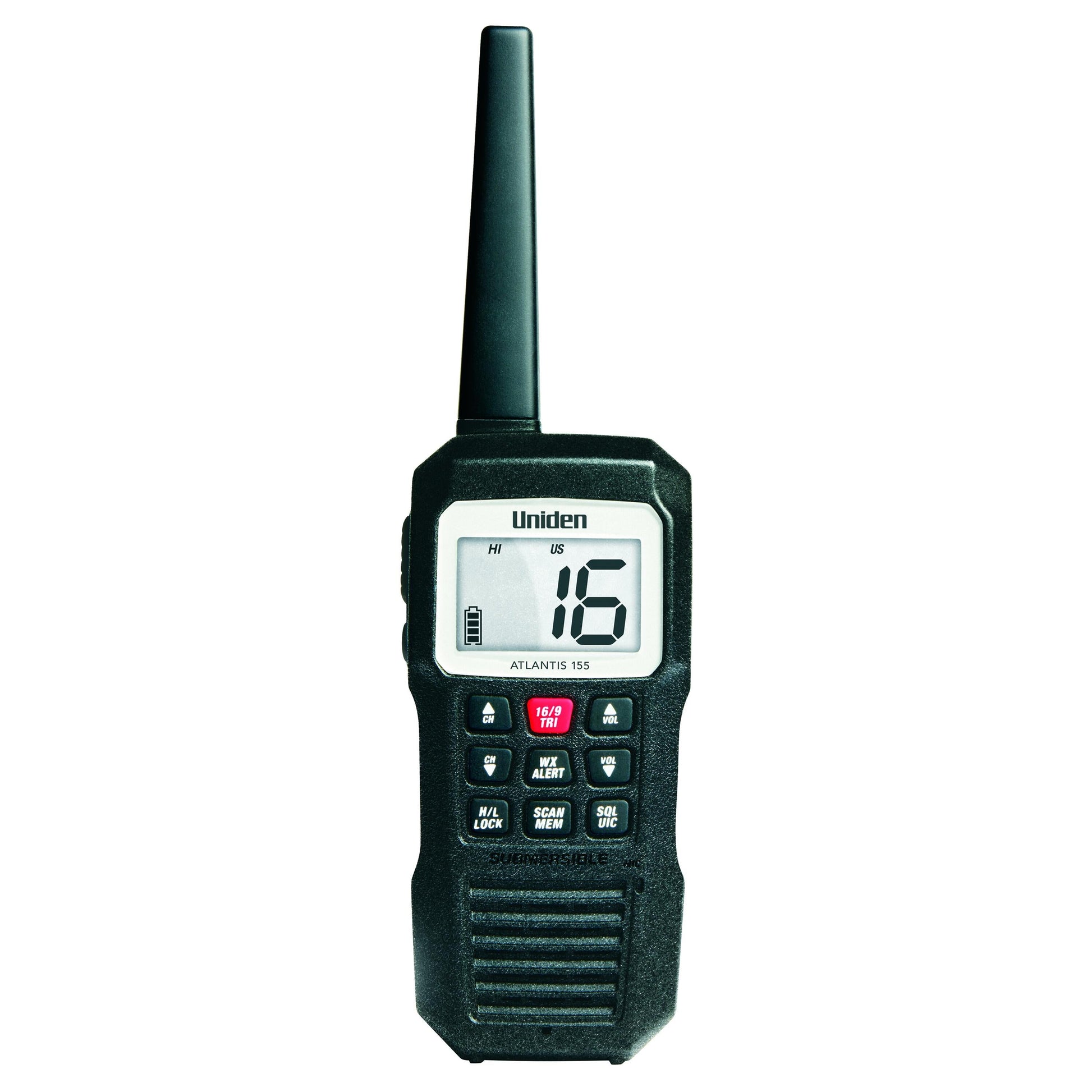Uniden ATLANTIS155  Compact Floating 3/1 Watt Vhf Marine Handheld Radio With 4 Digit & "b" Channels Uniden