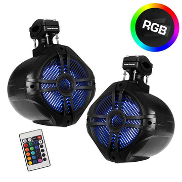 Power Acoustik MWT-65BL  Marine 6.5" 2-Way Wakeboard Speakers with RGB LED Illumination - Black (Pair) Power Acoustik