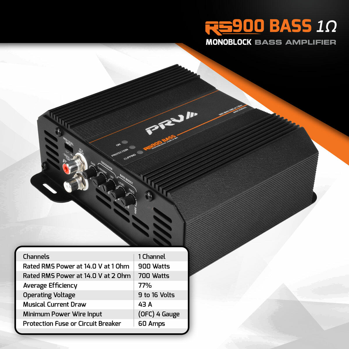 PRV Audio RS900 BASS 1 Ohm 1 Channel Monoblock Amplifier PRV Audio