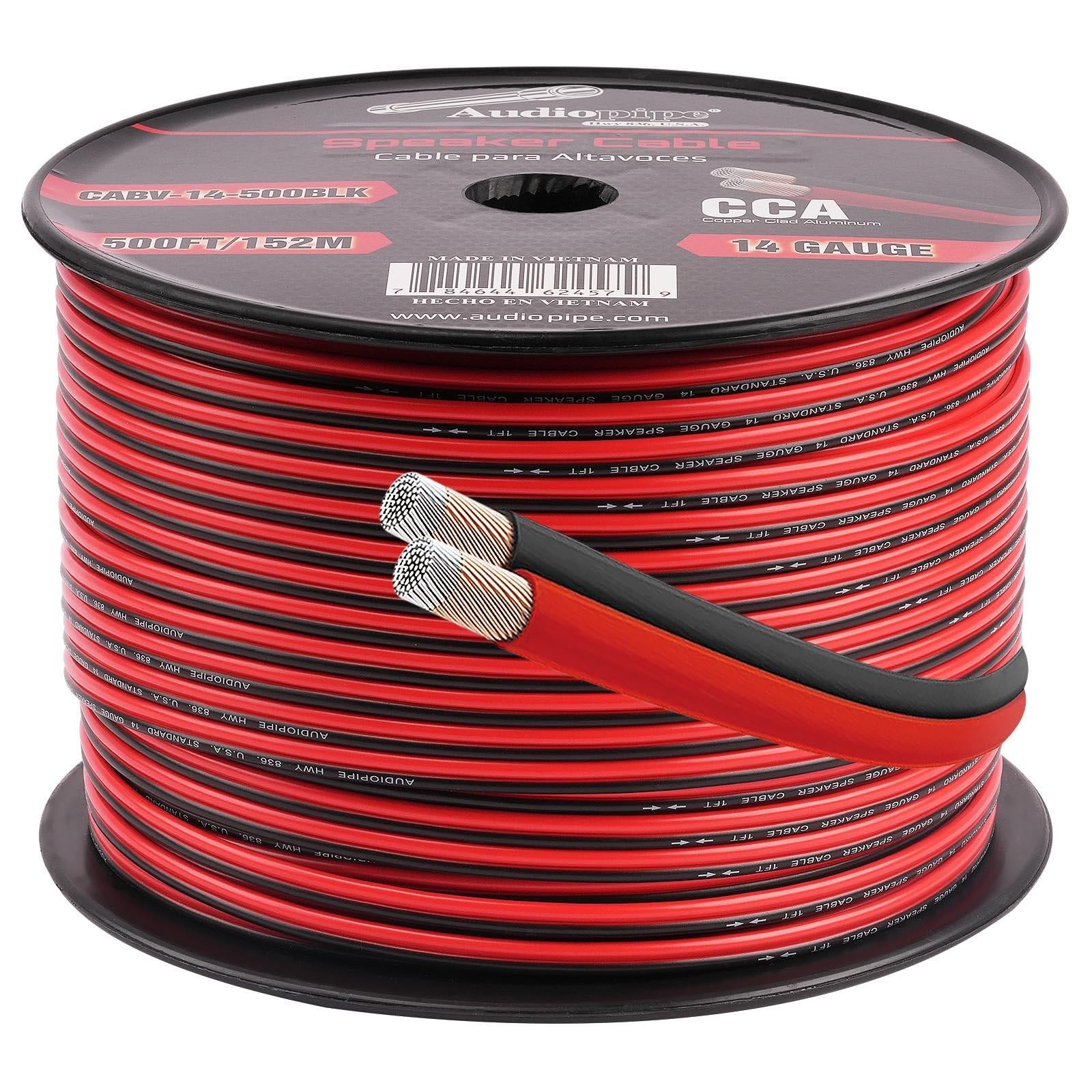 Audiopipe CABV-14-500BLK 500FT 14AWG Speaker Cable (CABV-14-500BLK) Audiopipe