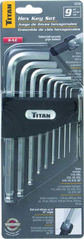 Titan Tools 12735 9 Pc Sae Detent Ball Hex Key Set 1/16 Up To 3/8 Titan Tools