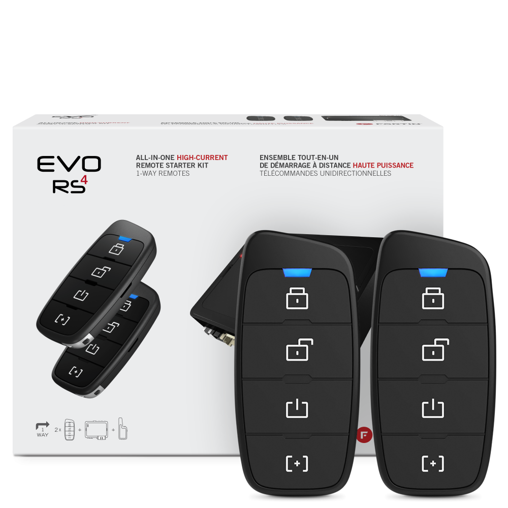 Fortin EVO-ONE-442 2-way long-range RF kit included all-in-one remote starter kit with 2 4-button remotes. Fortin