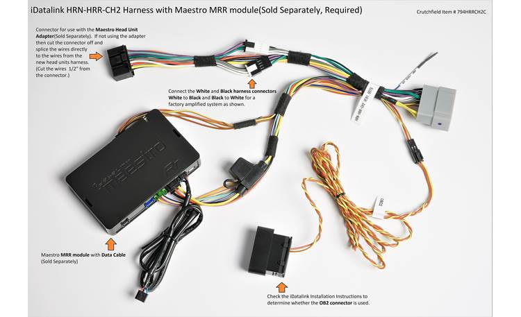iDatalink HRN-HRR-CH2 Connect a new car stereo and retain steering wheel audio controls and factory amp in select 2004-10 Chrysler-made vehicles ( ADS-MRR or ADS-MRR2 module also required ) Maestro