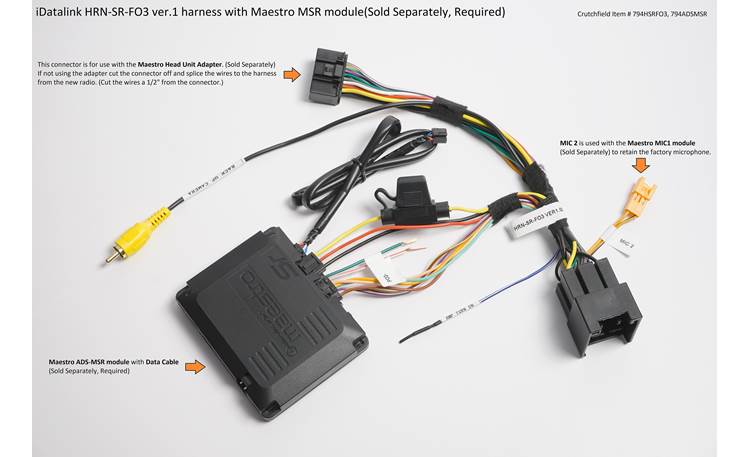 iDatalink HRN-SR-FO3 Vehicle-specific Harness Connect a new car stereo and retain steering wheel controls and factory amp in select 2018-up Ford vehicles ( ADS-MSR module also required ) 3D MAXpider