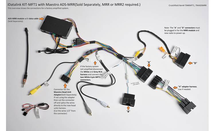 iDatalink KIT-MFT1 Dash and Wiring Kit Install and connect an iDatalink-compatible car stereo in select 2011-21 Ford vehicles — MRR or MRR2 module also required (Black) Maestro