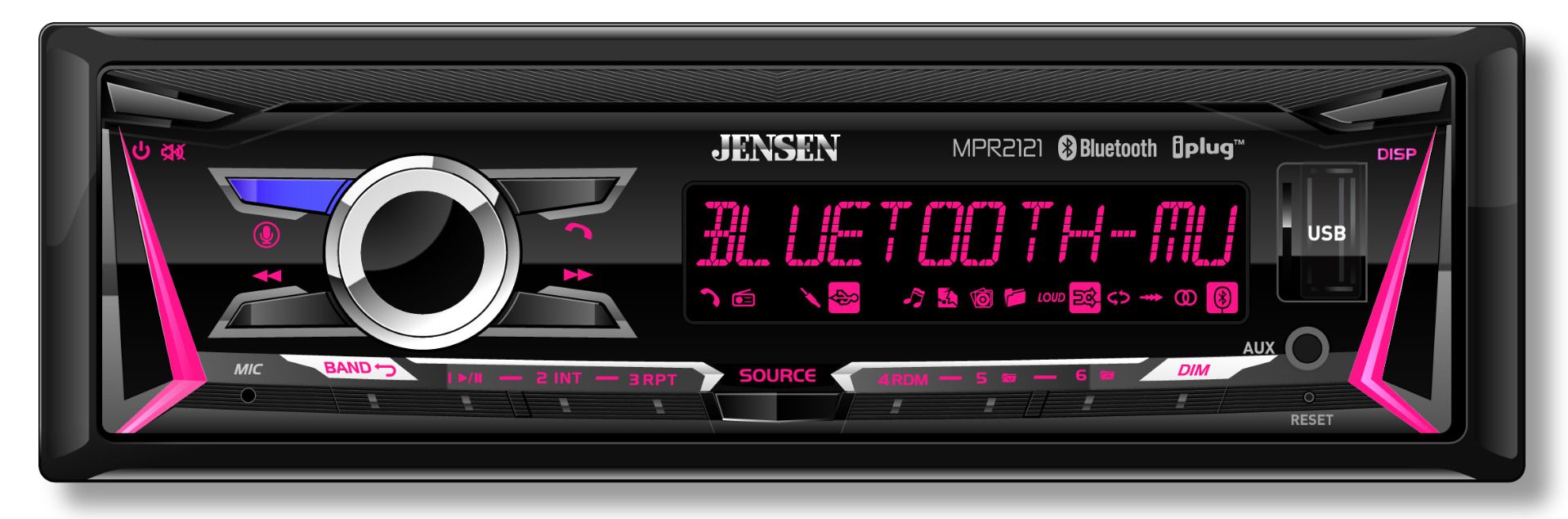 Jensen MPR2121 Mechless Receiver with Bluetooth and RGB Custom Colors – MPR2121 Jensen