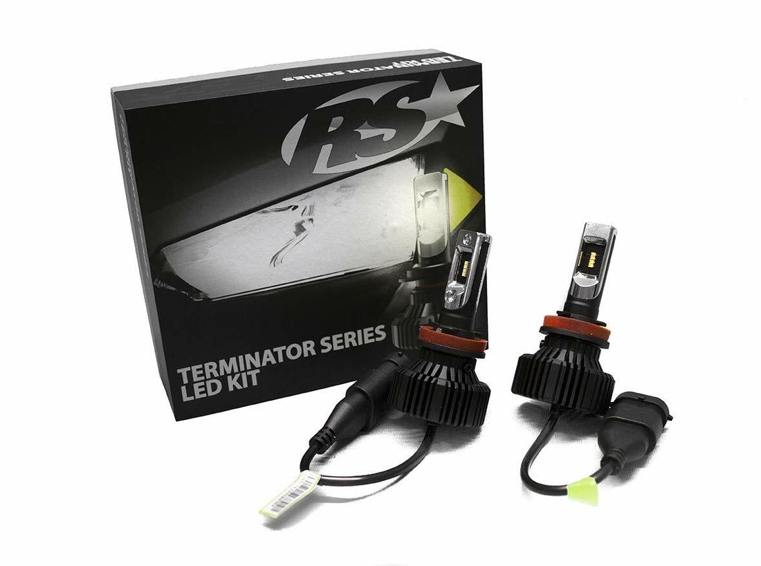 Racesport 9006TLED Terminator Series 9006 Fan-less LED Conversion Headlight Kit with Pin Point Projection Optical Aims and Shallow Mount Design Race Sport