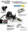 Racesport 9006TLED Terminator Series 9006 Fan-less LED Conversion Headlight Kit with Pin Point Projection Optical Aims and Shallow Mount Design Race Sport