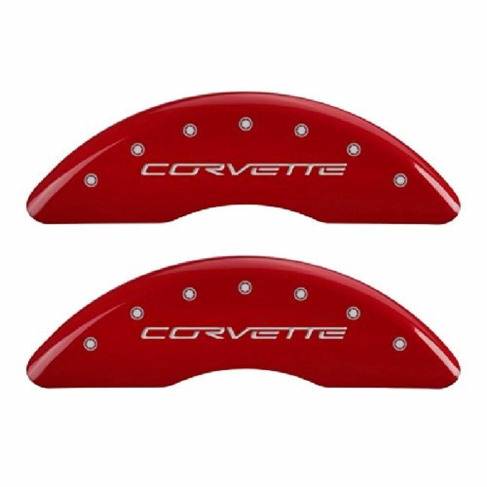 MGP Caliper Covers - Brake Caliper Covers 2006-2013 Chevrolet Corvette (Big Brake Only) - Front and Rear Set - Red MGP Caliper Covers