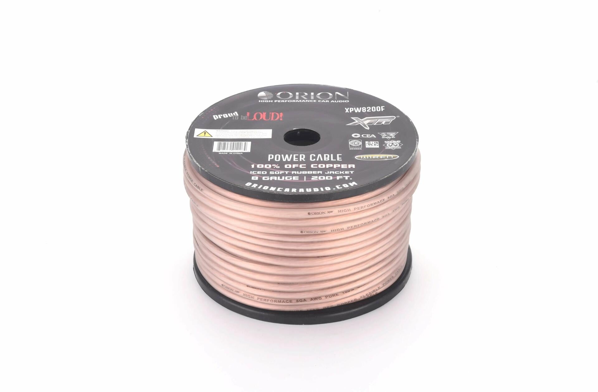 Orion XPW8200F 8 Gauge Wire Roll (200ft) OFC Pure Copper Power & Ground Cable Audiopipe