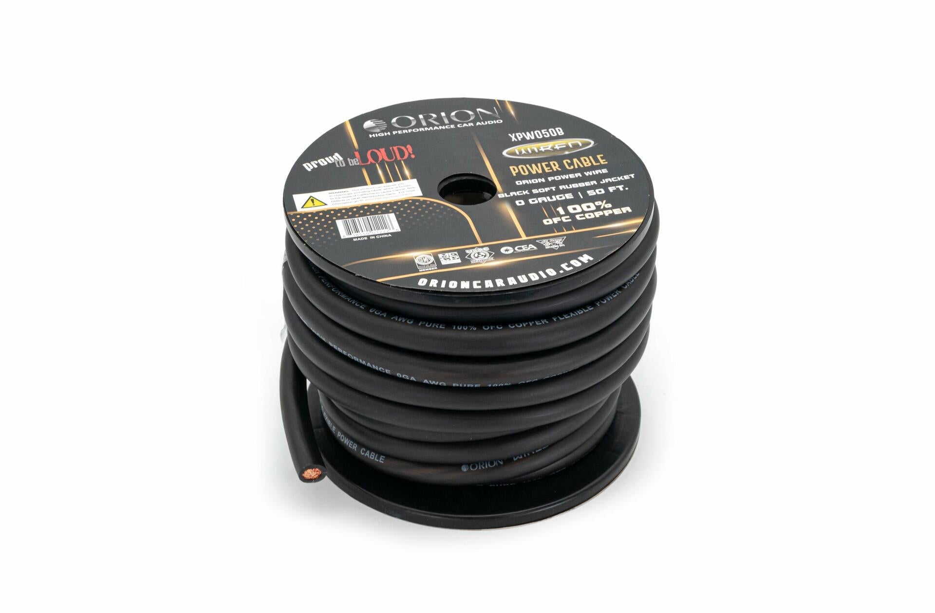 Orion XPW050B 0 Gauge 100% OFC Power Wire 50ft Pure Copper Amp Battery Cable (Black) Audiopipe
