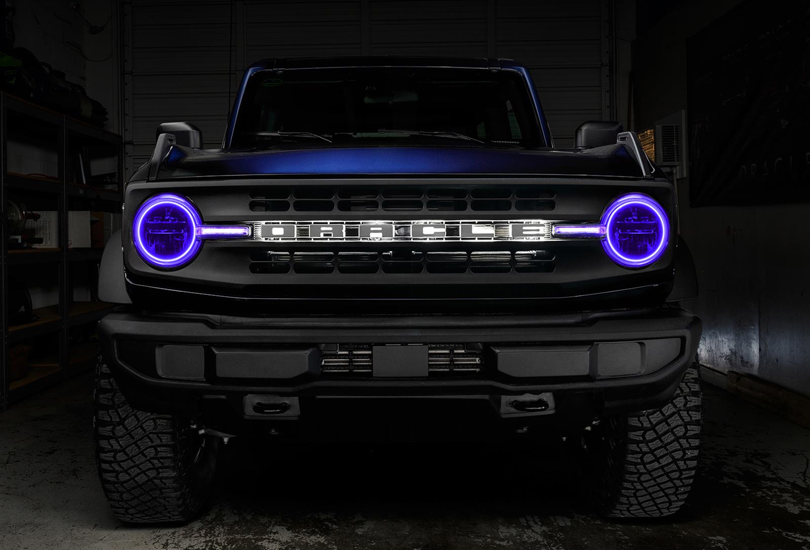 Oracle Lighting 1471-335 Halo Kits 1471-335 Headlight Halo Kit, 2021-2022 Ford Bronco ColorSHIFT® Headlight Halo Kit w/DRL Bar - Base Headlights ORACLE