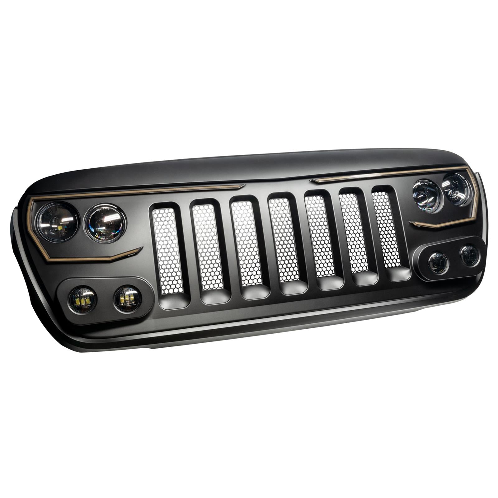 Oracle Lighting 5837-PRO Vector Series Grilles 5837-PRO Grille, Vector Series, Complete, Main Grille, ABS Plastic/Polycarbonate, Vertical Bar, Black, Jeep, Each 3D MAXpider