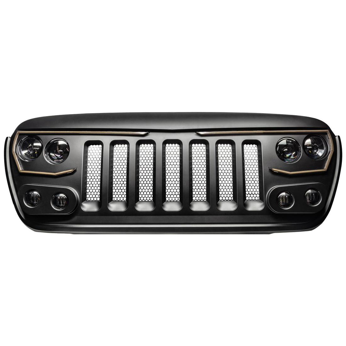 Oracle Lighting 5837-PRO Vector Series Grilles 5837-PRO Grille, Vector Series, Complete, Main Grille, ABS Plastic/Polycarbonate, Vertical Bar, Black, Jeep, Each 3D MAXpider
