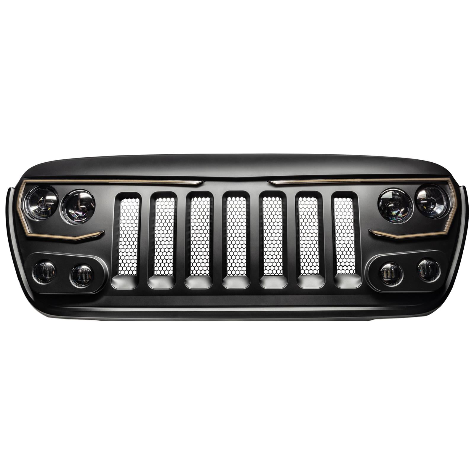 Oracle Lighting 5837-PRO Vector Series Grilles 5837-PRO Grille, Vector Series, Complete, Main Grille, ABS Plastic/Polycarbonate, Vertical Bar, Black, Jeep, Each 3D MAXpider
