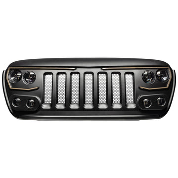 Oracle Lighting 5837-PRO Vector Series Grilles 5837-PRO Grille, Vector Series, Complete, Main Grille, ABS Plastic/Polycarbonate, Vertical Bar, Black, Jeep, Each 3D MAXpider