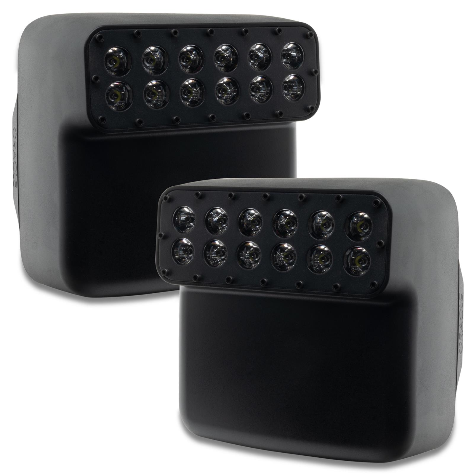 Oracle Lighting 5855-001 LED Mirrors 5855-001 Side View Mirrors, Oracle, LED, Off-Road Side Mirrors, Plastic Housing, Black, 45 Degree Angle Beam, 2,200 Lumens, Jeep, Wrangler JL, Gladiator, Pair