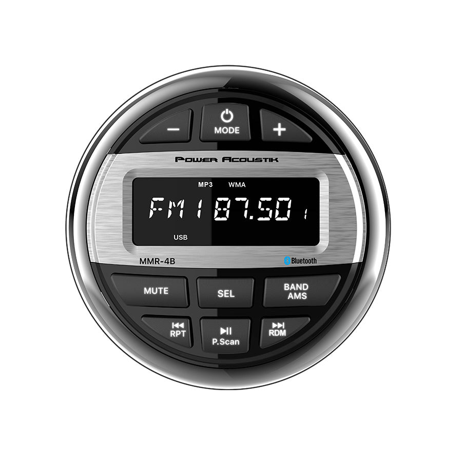 Power Acoustik MMR-4B Marine Grade Headunit w/ AM/FM Tuner, USB & Bluetooth Poweracoustik