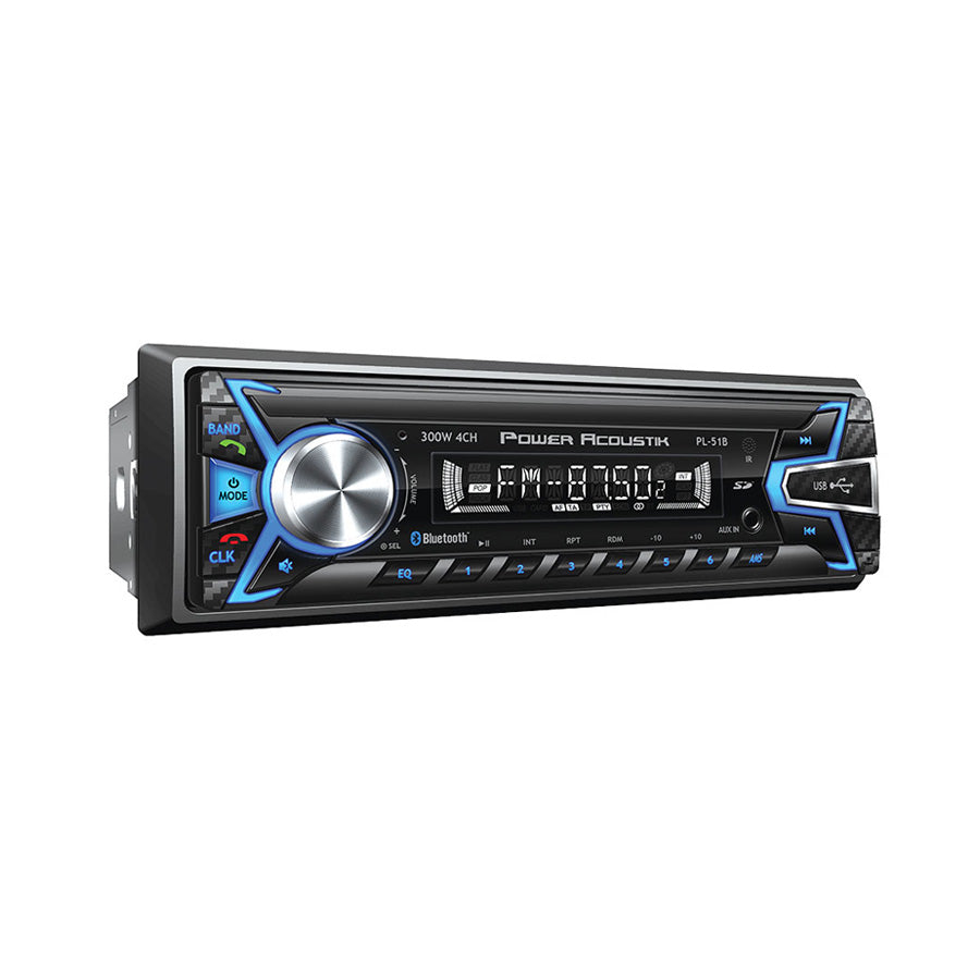 Power Acoustik PL-51B Single DIN Digital Media Headunit – Dynamic Carbon Faceplate Finish ProCom