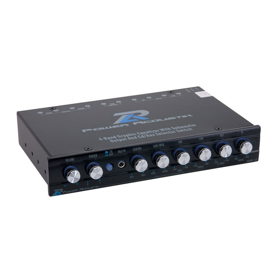 Power Acoustik PWM-16 4-Band Graphic Equalizer w/ Built-In Pre-Amp & Subwoofer Control Poweracoustik