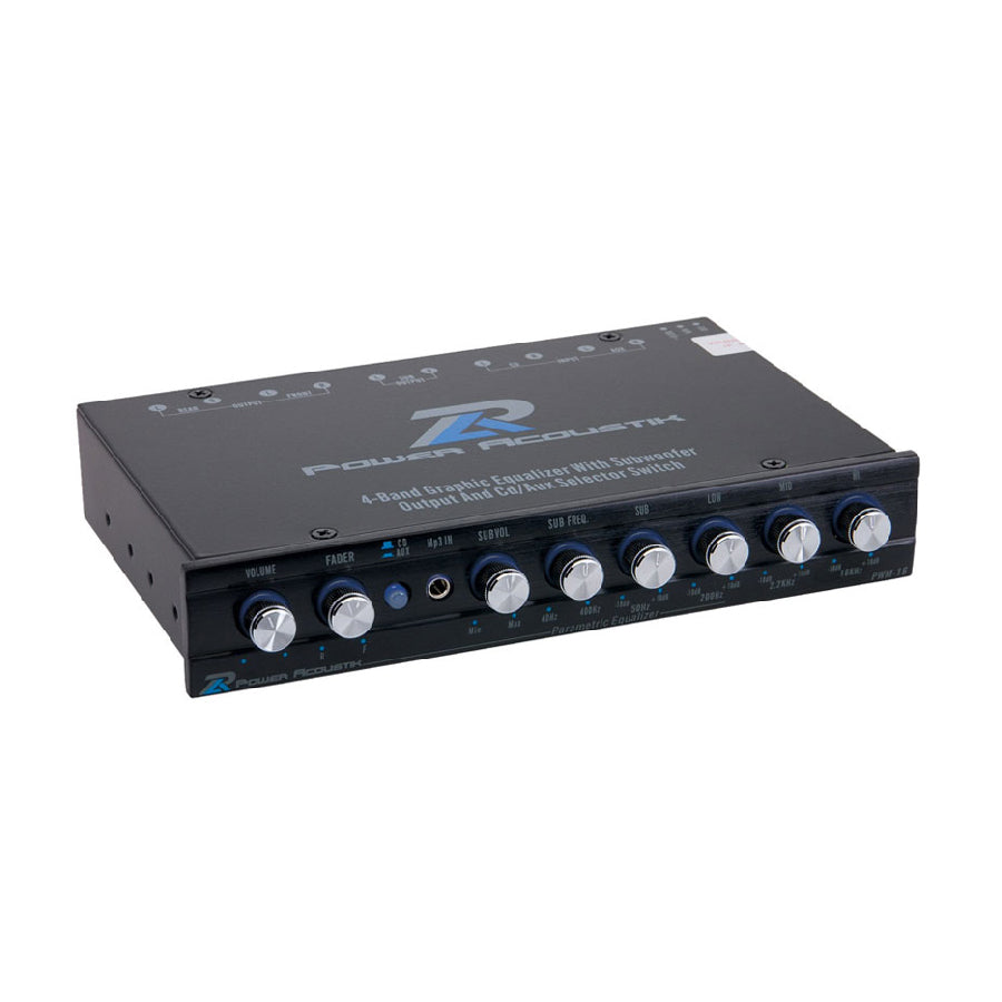 Power Acoustik PWM-16 4-Band Graphic Equalizer w/ Built-In Pre-Amp & Subwoofer Control Poweracoustik