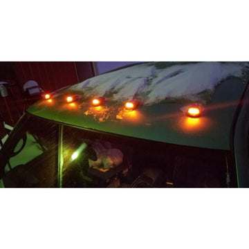 Sistema de techo de 5 piezas con luz LED ámbar para cabina de camión con energía solar inalámbrica LoPro 1007472 de Racesport (sin perforaciones, agujeros ni cableado)