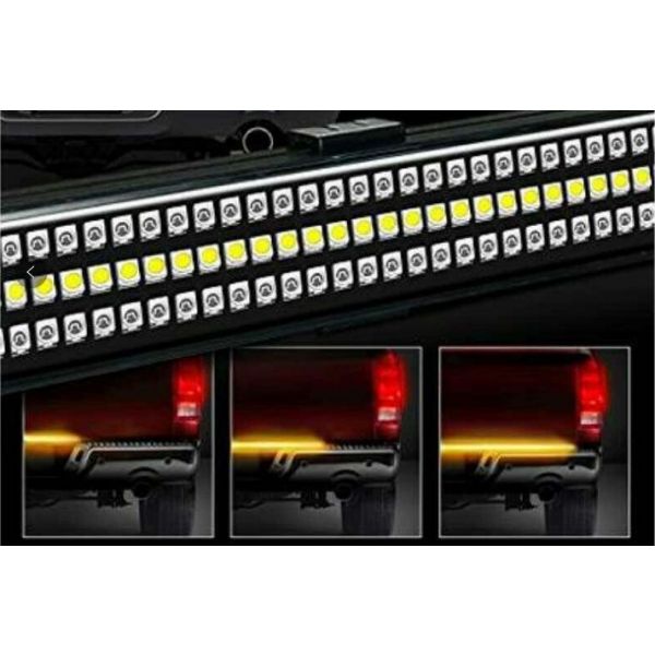 Racesport RS120048 48in TRIPLE ROW LED Truck Tailgate Light Bar 5-function 3-Color IP68 with Sequential Amber Turn Signals