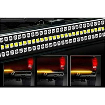Racesport RS120048 48in TRIPLE ROW LED Truck Tailgate Light Bar 5-function 3-Color IP68 with Sequential Amber Turn Signals