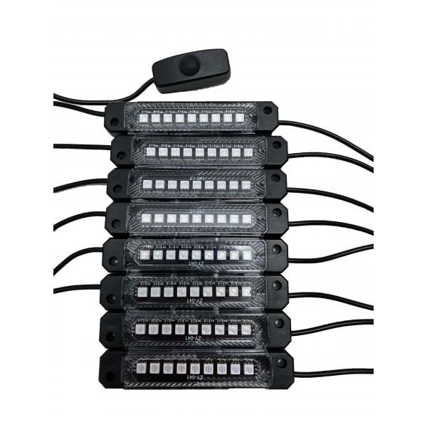 Racesport RSBRW WHITE 72-LED Super-Bright 8-Pod LED Bed Rail Lighting Complete System