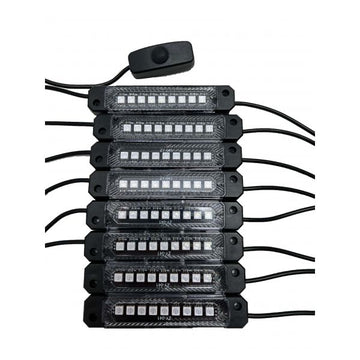 Racesport RSBRW WHITE 72-LED Super-Bright 8-Pod LED Bed Rail Lighting Complete System