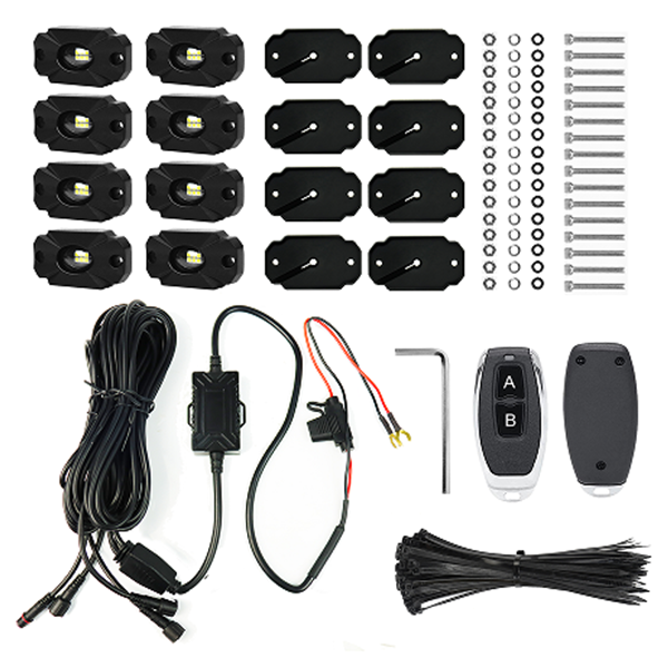 Racesport ULTRA8WK 8pc Ultra Bright White 10000 Lumen LED Rock Light Crawler Kit with Seven Fade and Strobe Patterns Race Sport Lighting
