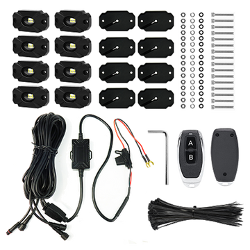 Racesport ULTRA8WK 8pc Ultra Bright White 10000 Lumen LED Rock Light Crawler Kit with Seven Fade and Strobe Patterns Race Sport Lighting