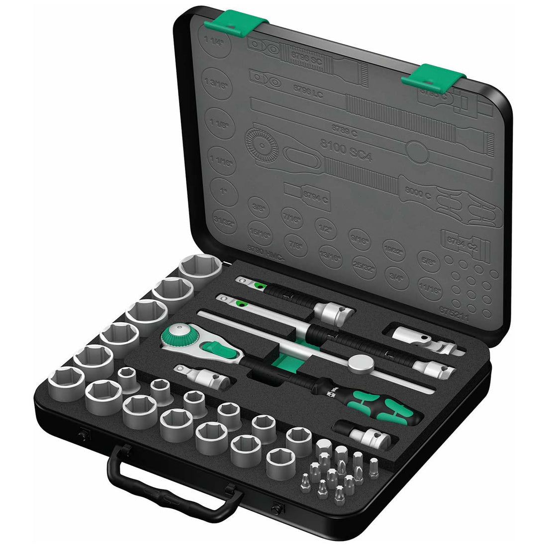 WERA 05003647001 Zyklop SAE Speed Ratchet Set - 1/2" Drive  (38-Piece Set) Wera