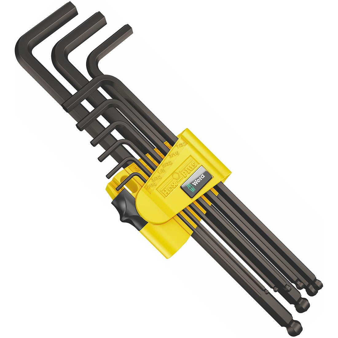 WERA 05022171001 950/9 SAE  Hex-Plus 1 L-key set BlackLaser Etched (9 piece set) Wera