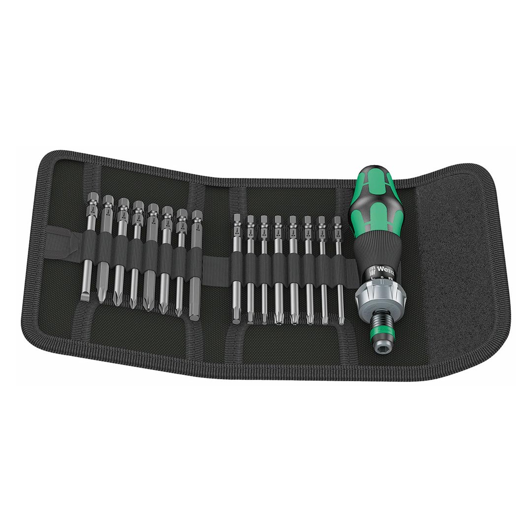 WERA 05051040001 Ratcheting Screwdriver Handle with Assorted Bits (17-Piece Set) Wera